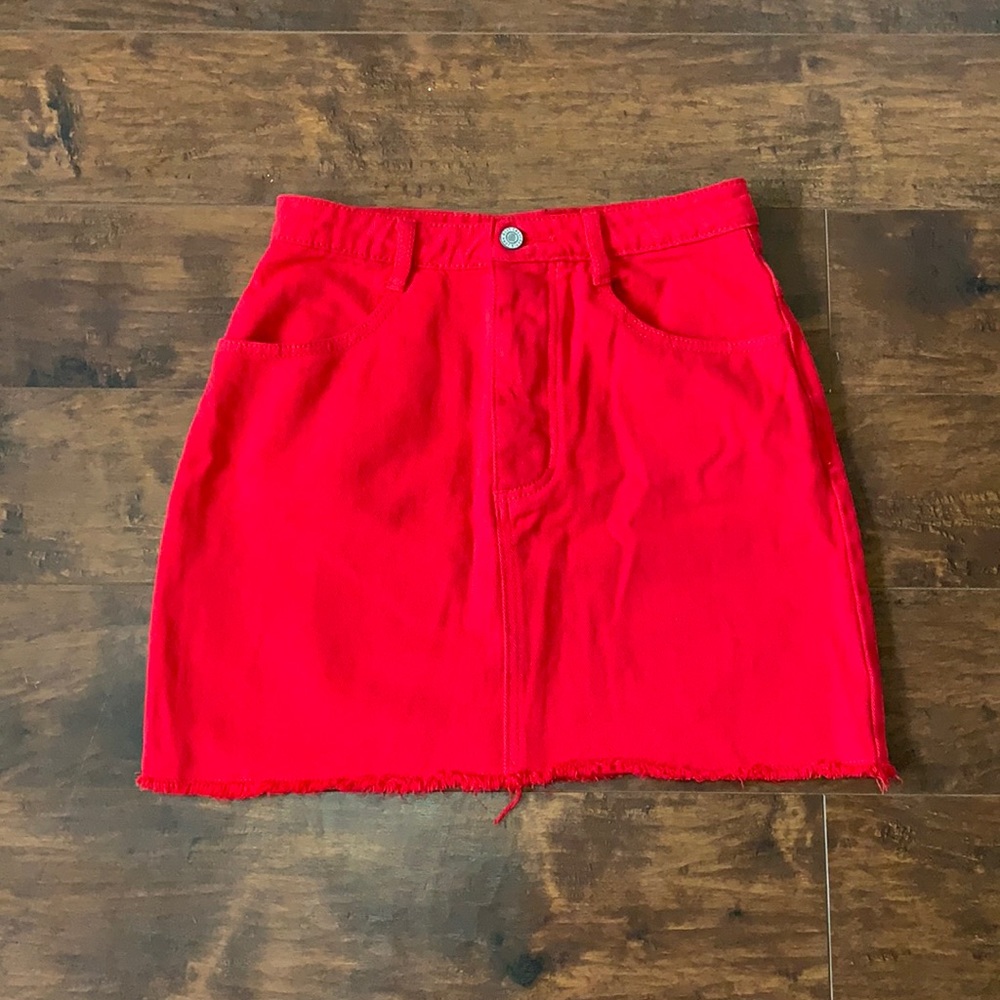 Red Jean Skirt